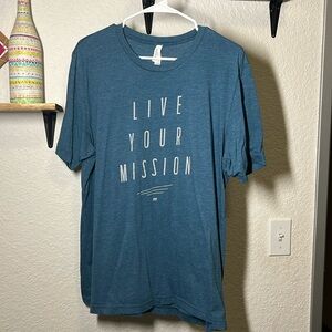 “Live your mission” tee in blue size XL